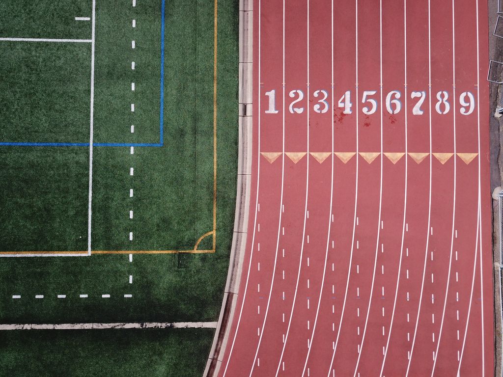 Precision marked athletics field by Florescu Field Robotics